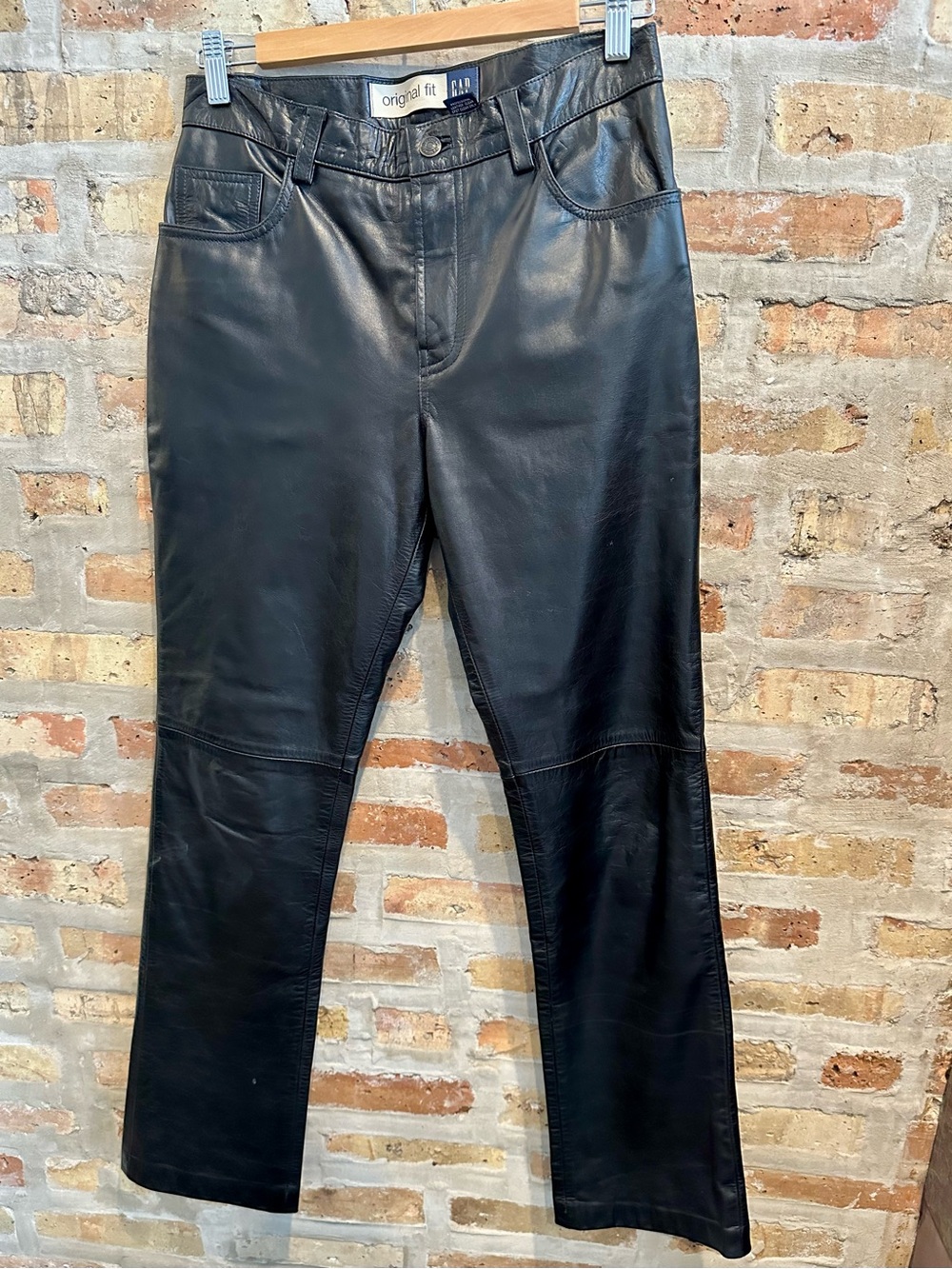 GAP Vintage Y2K Black Genuine Leather Original Fit Jeans